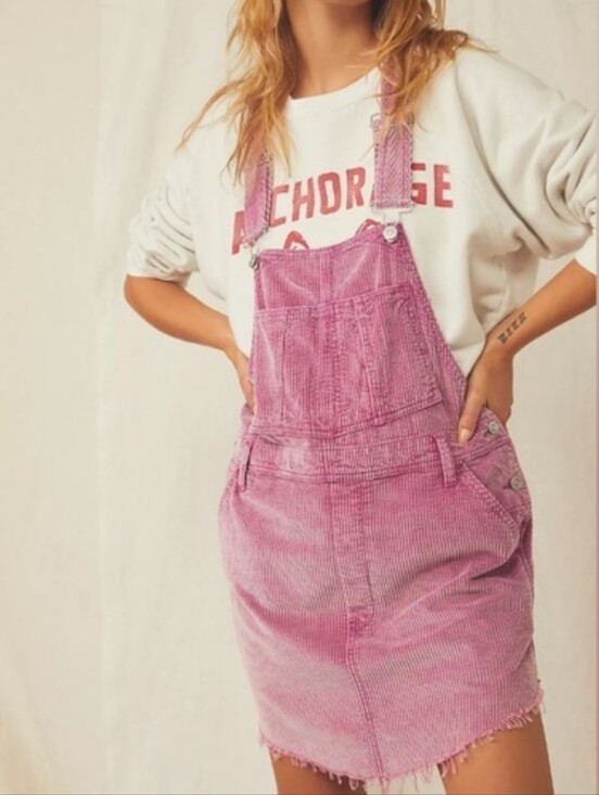 Free People Dresses & Skirts - Free People x We The Free Baxter Corduroy Jumper Mini Dress In Light Pink - M